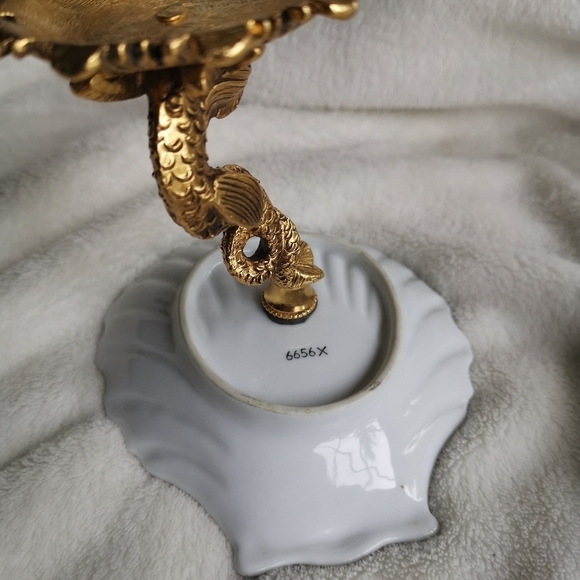 VTG Stylebuilt Accessories NY Dolphin/Koi Scallop Shell Dish Hollywood Regency - Picture 6 of 15